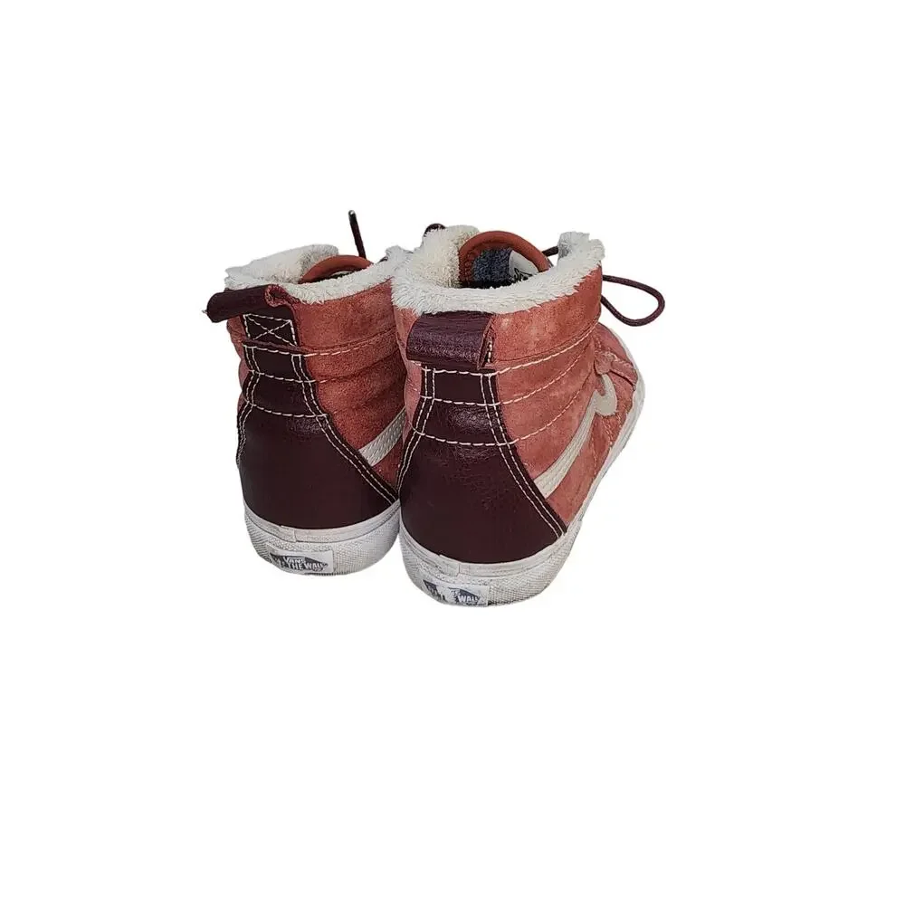 Vans Off the Wall red high tops Faux Fur lined men's 7.5 women's 9